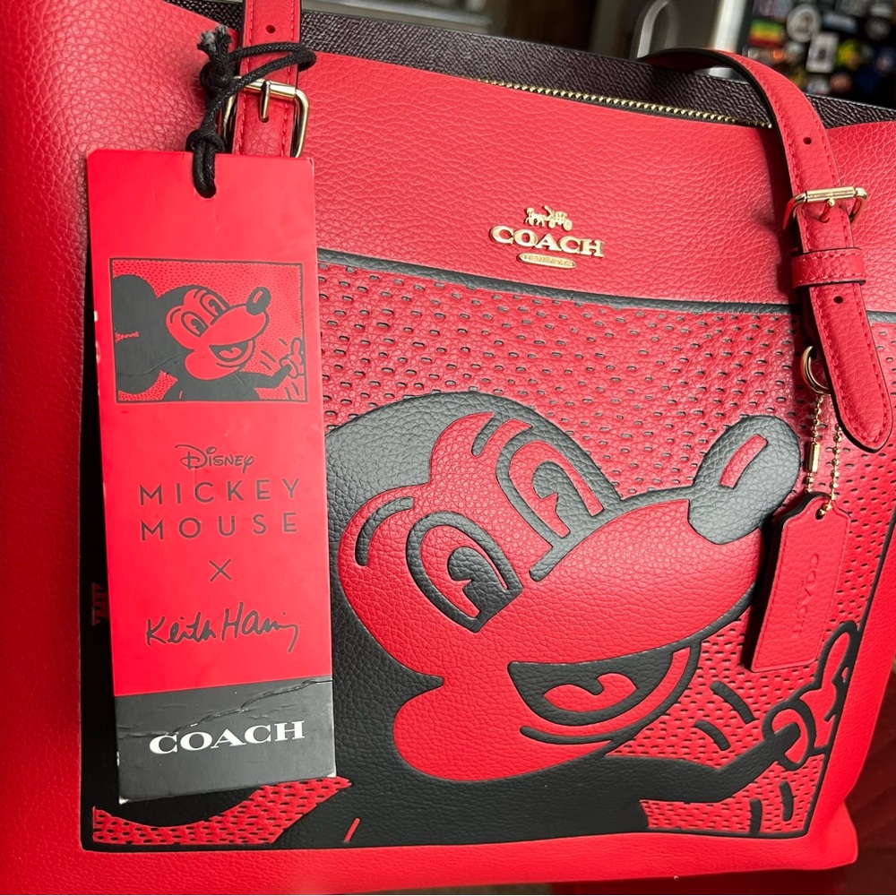 Coach Red leather Mickey Mouse Tote Bag - Picture 2 of 6